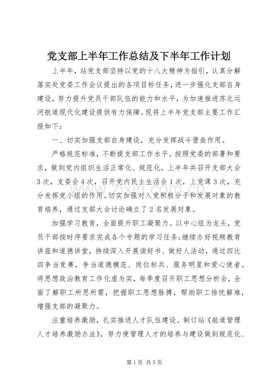 党支部上半年工作总结及下半年工作计划.docx_第1页