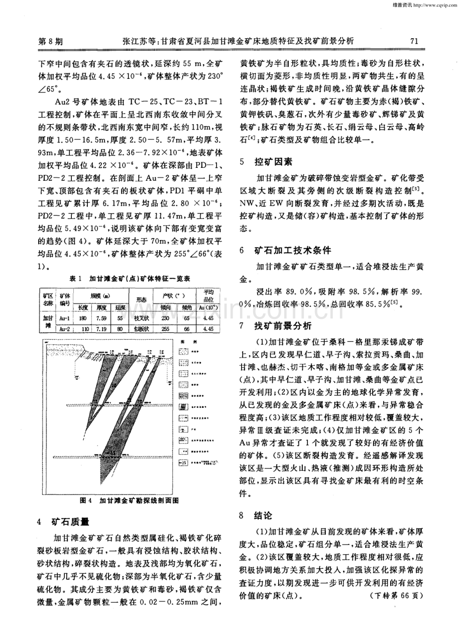 甘肃省夏河县加甘滩金矿床地质特征及找矿前景分析.pdf_第3页