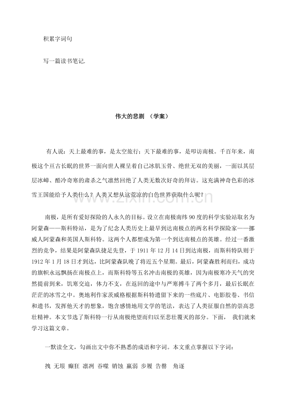 安徽省安庆市第九中学七年级语文下册 第21课 伟大的悲剧教案 新人教版.doc_第3页