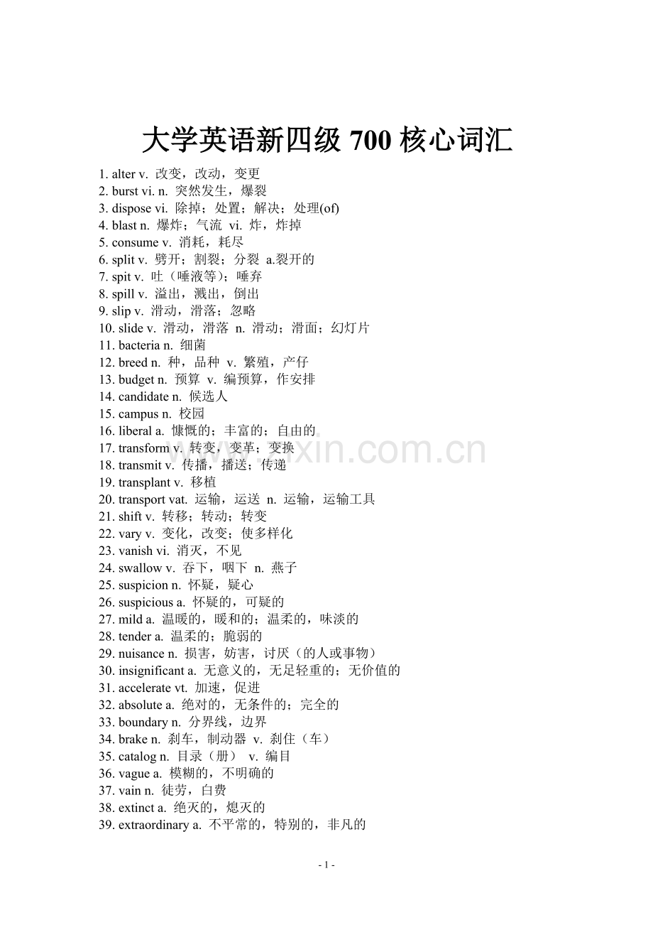 大学英语新四级700核心词汇.doc_第1页