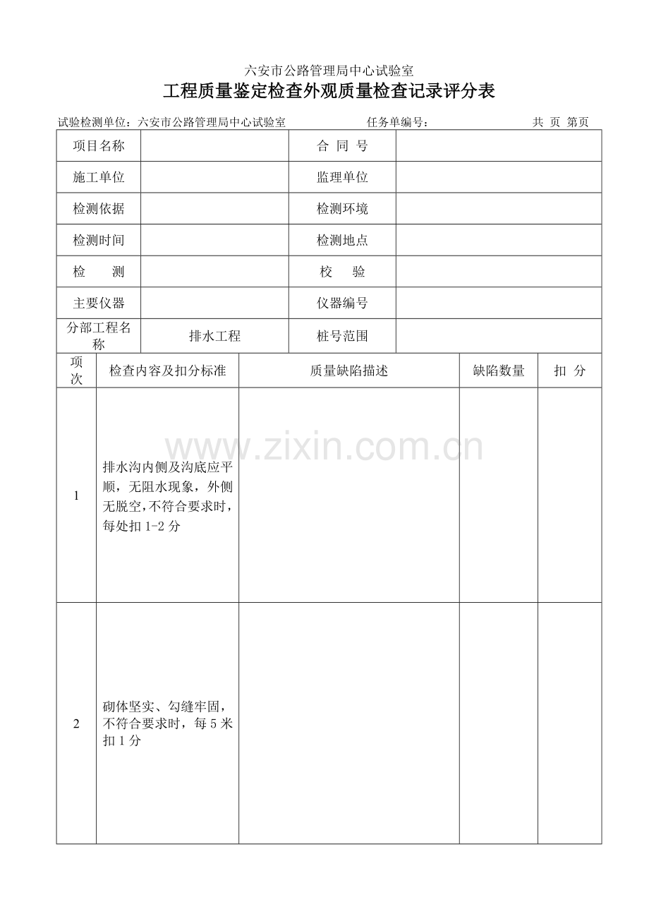 工程质量鉴定检查外观质量检查记录评分表.docx_第2页