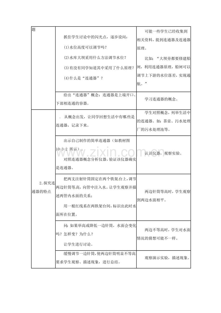 八年级物理下册 第九章 压强 9.3 连通器和液压技术教案 教科版-教科版初中八年级下册物理教案.doc_第2页