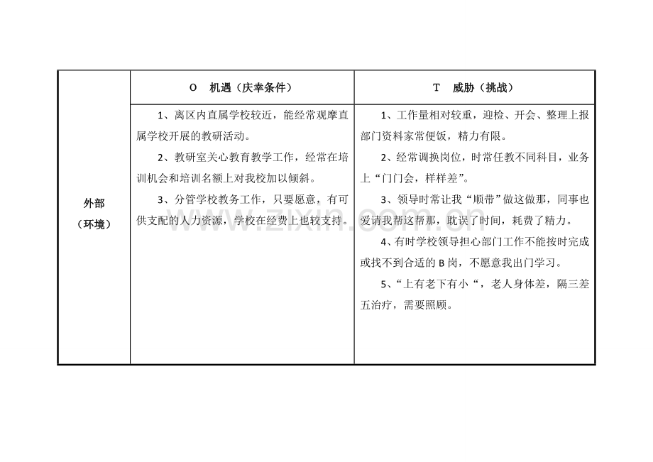 赵润超的个人自我诊断SWOT分析表.doc_第2页