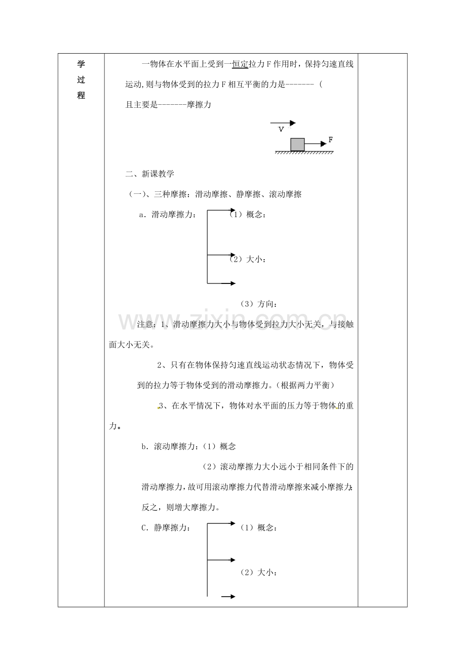 广西永福县实验中学九年级物理《13.3 摩擦力》教案 人教新课标版.doc_第2页