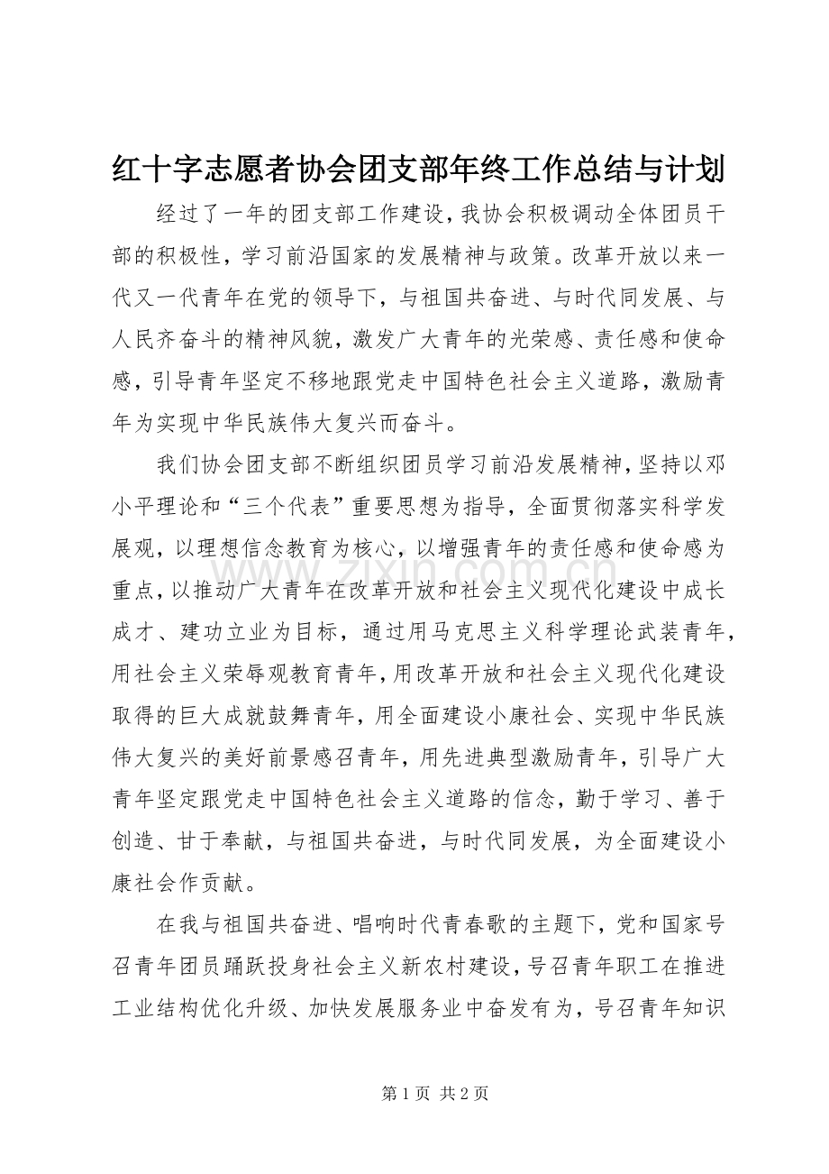 红十字志愿者协会团支部年终工作总结与计划.docx_第1页