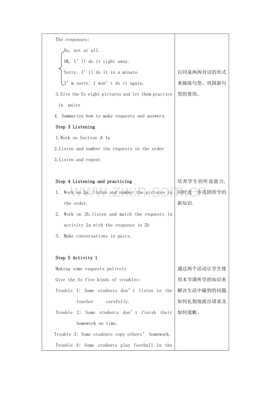 八年级英语下册 Unit 7 Would you mind turning down the music教学设计 人教新目标版.doc_第3页