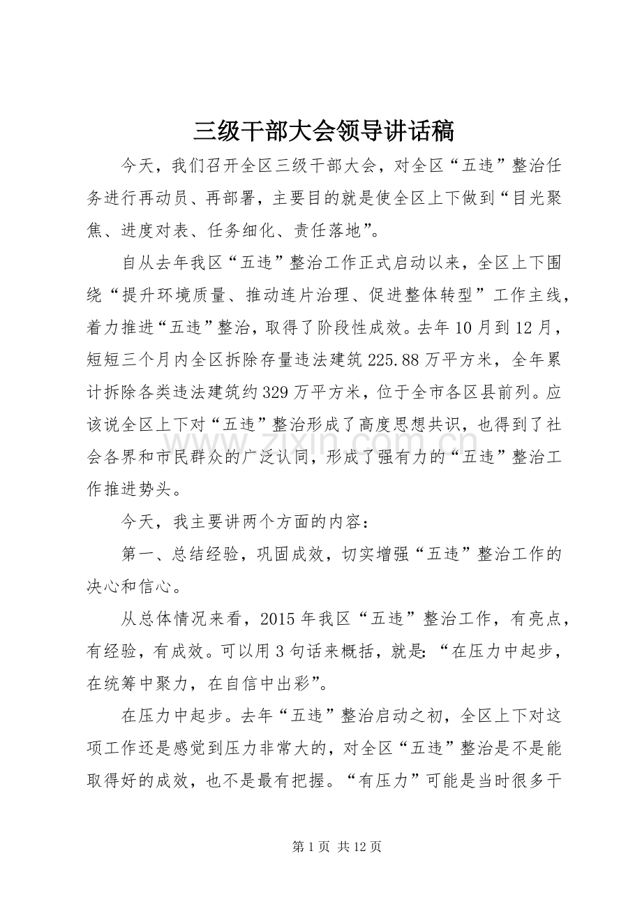 三级干部大会领导讲话发言稿.docx_第1页