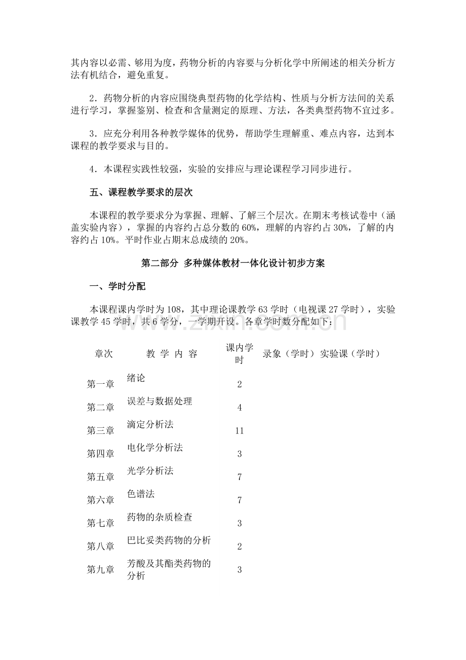 药用分析化学课程教学大纲.doc_第2页