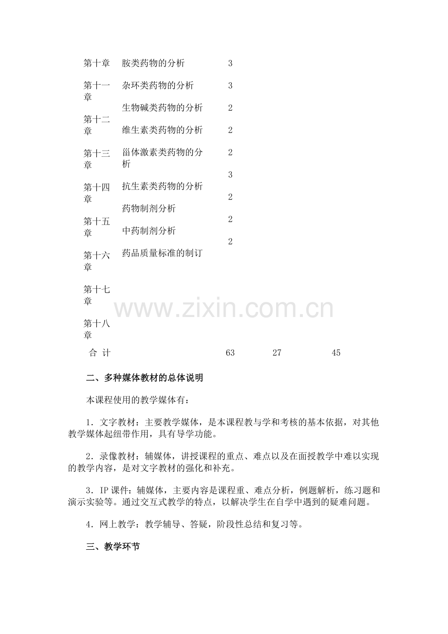 药用分析化学课程教学大纲.doc_第3页