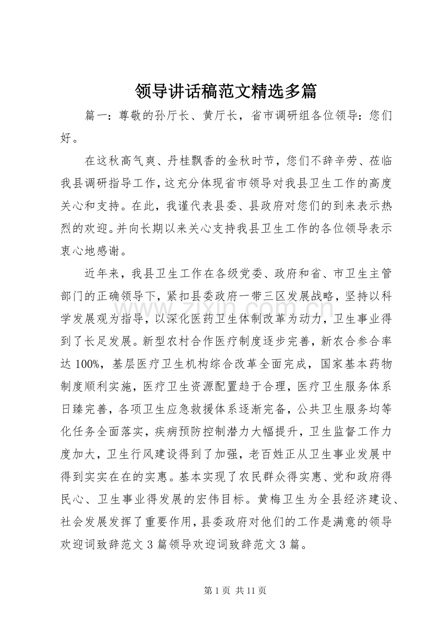 领导讲话发言稿范文多篇.docx_第1页