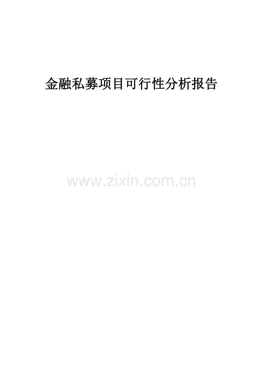 金融私募项目可行性分析报告.docx_第1页