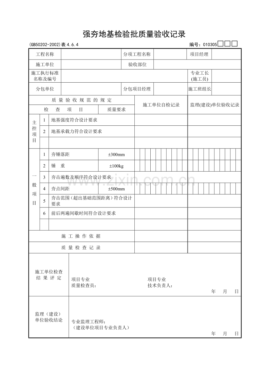 强夯地基检验批质量验收记录.docx_第1页