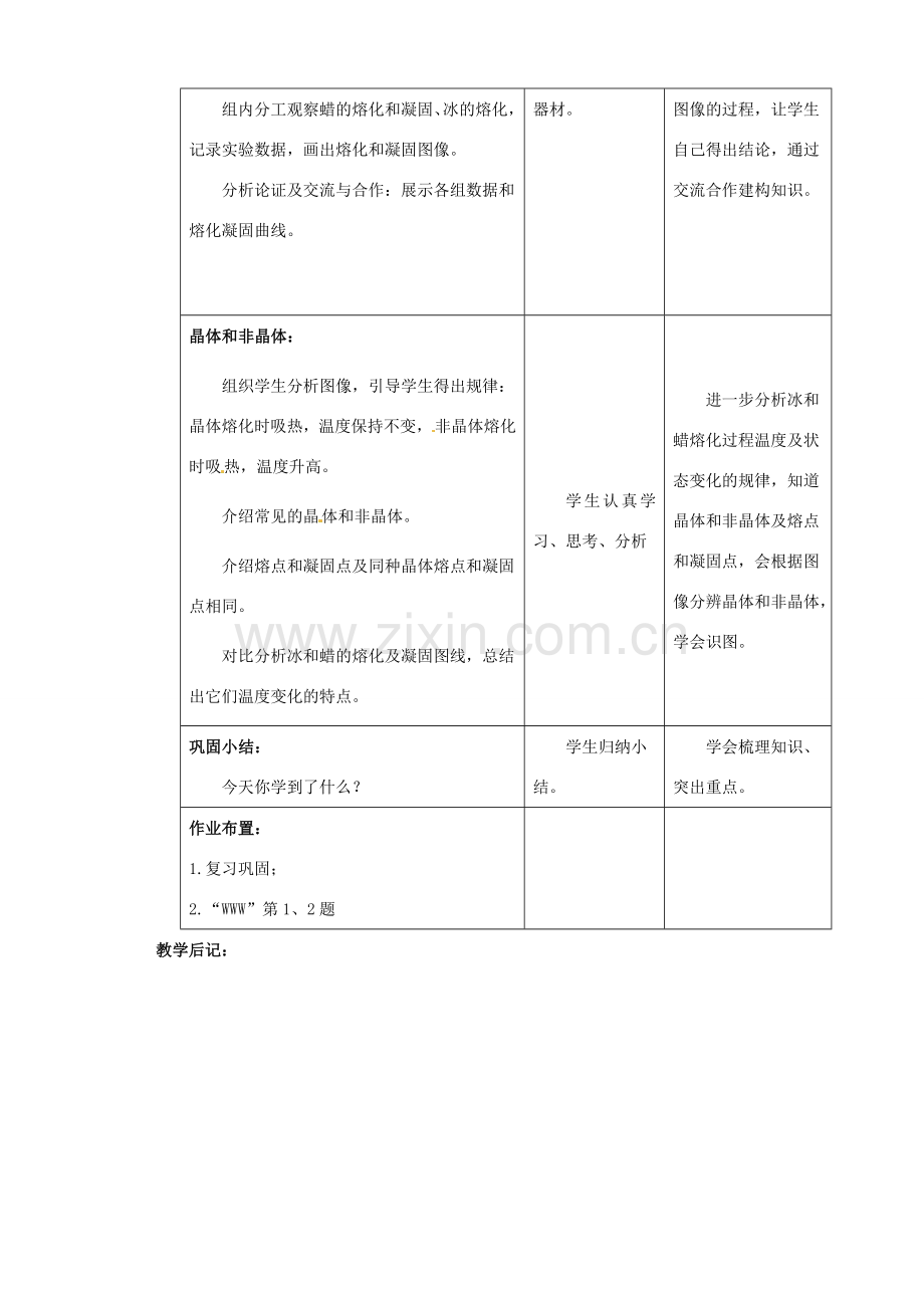 江苏省无锡市前洲中学八年级物理上册 2.3 熔化和凝固教案 （新版）苏科版.doc_第3页