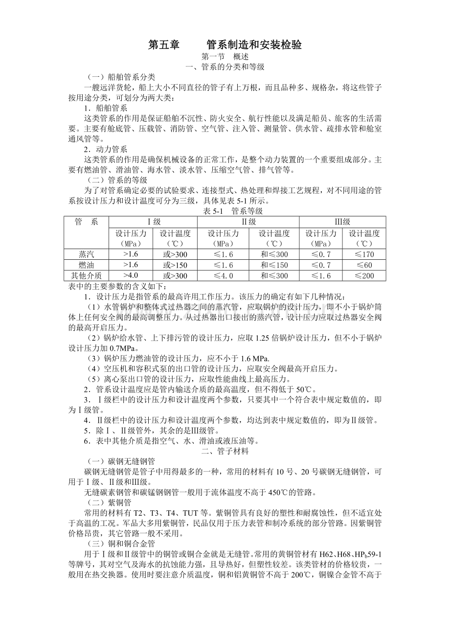 船舶建造质量检验-第五章 管系制造和安装检验.docx_第1页