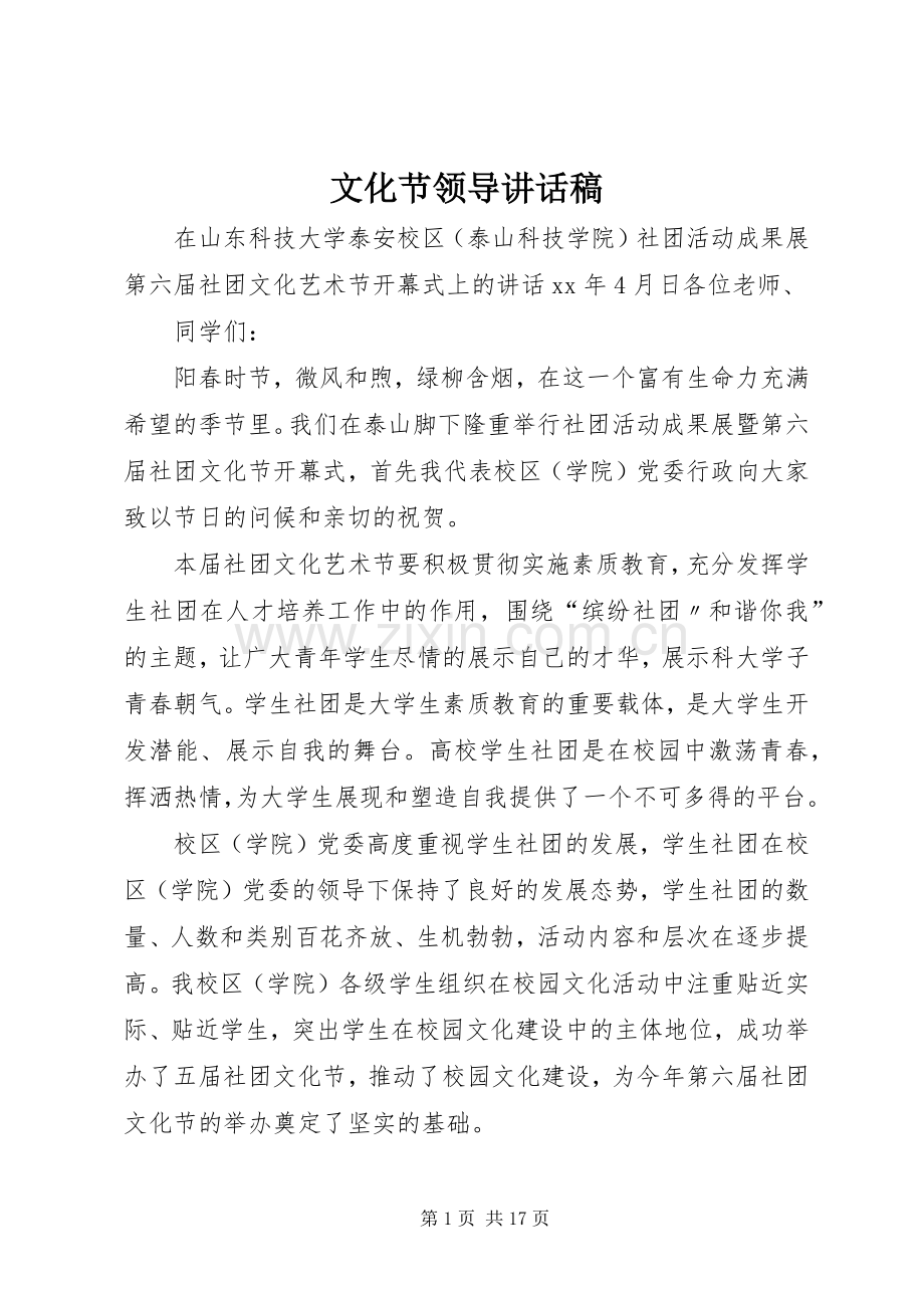 文化节领导讲话发言稿.docx_第1页