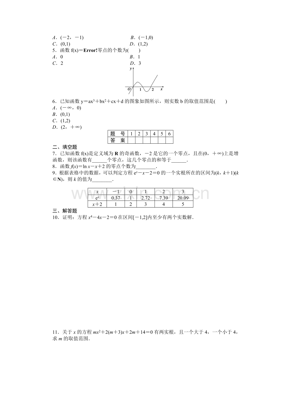 2015年必修一第三章-函数的应用课时作业题及答案解析(8份)--3.1.1.doc_第2页