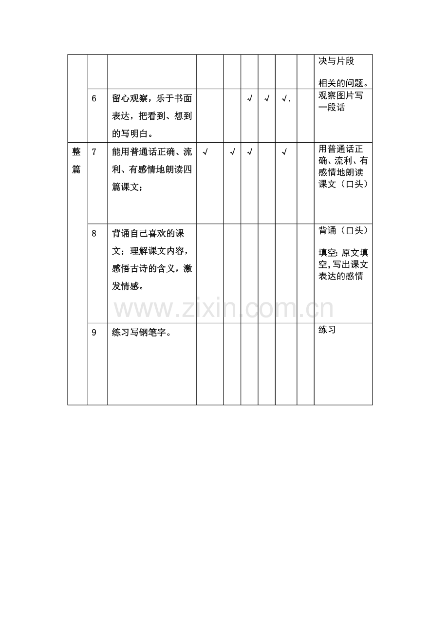 三年级上册第一单元双向细目表.doc_第2页