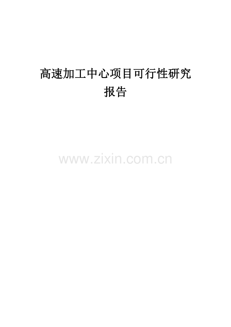 高速加工中心项目可行性研究报告.docx_第1页