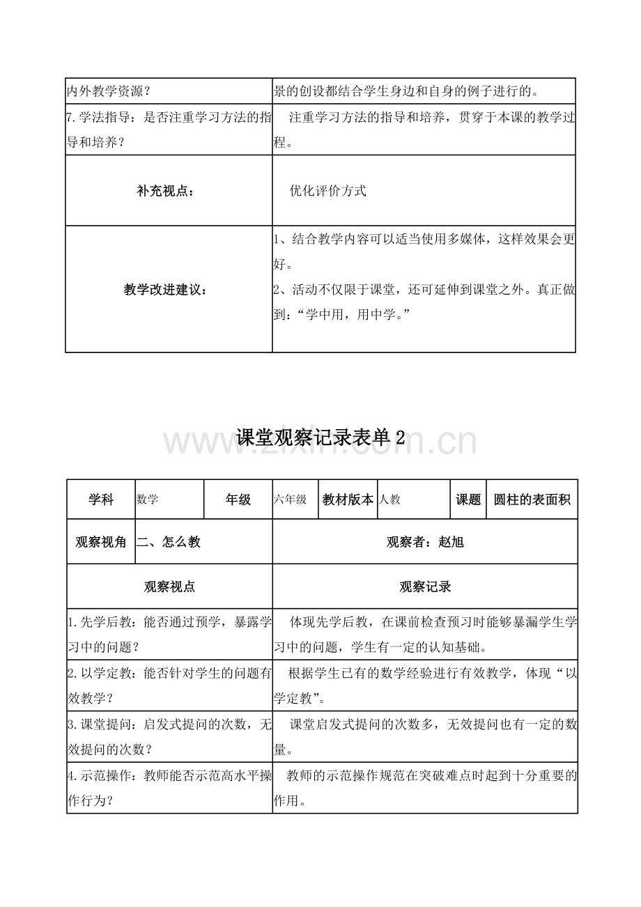 【学员】课堂观察记录表单(赵旭).doc_第2页