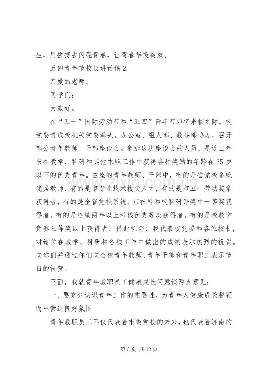 五四青年节校长讲话发言稿合集.docx_第3页