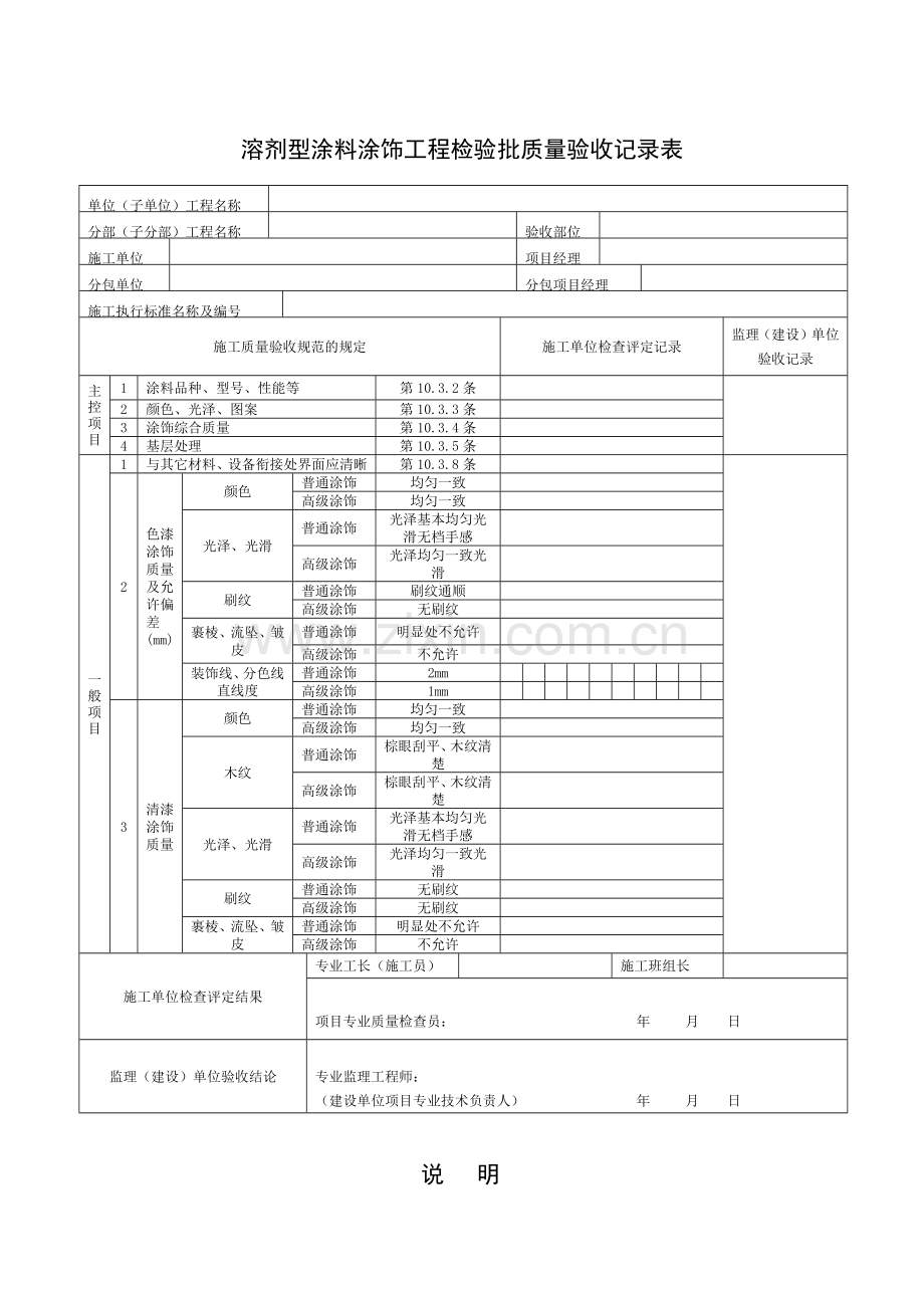 溶剂型涂料涂饰工程检验批质量验收记录表.docx_第1页