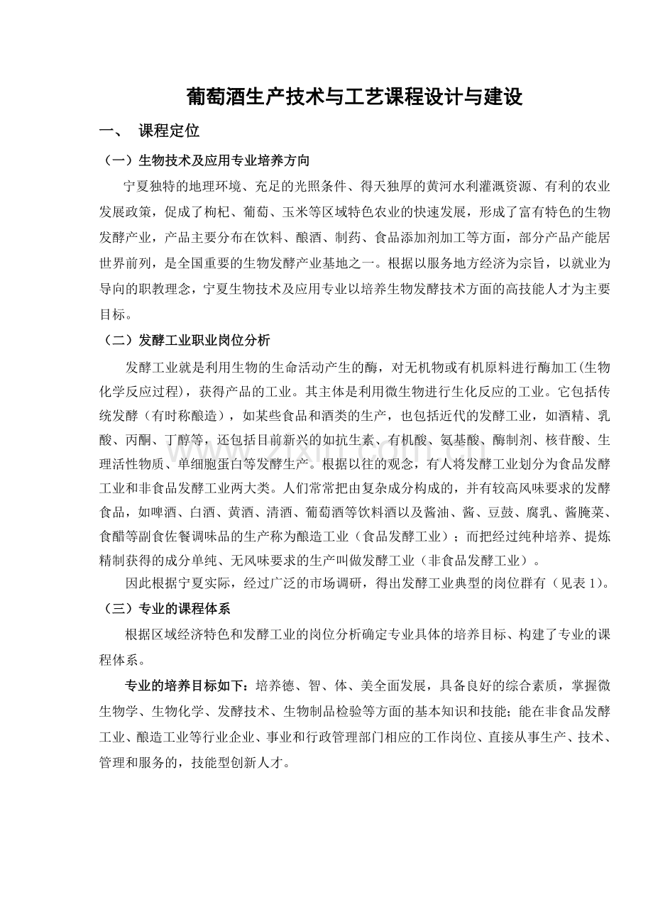 葡萄酒生产技术与工艺课程设计与建设.doc_第1页