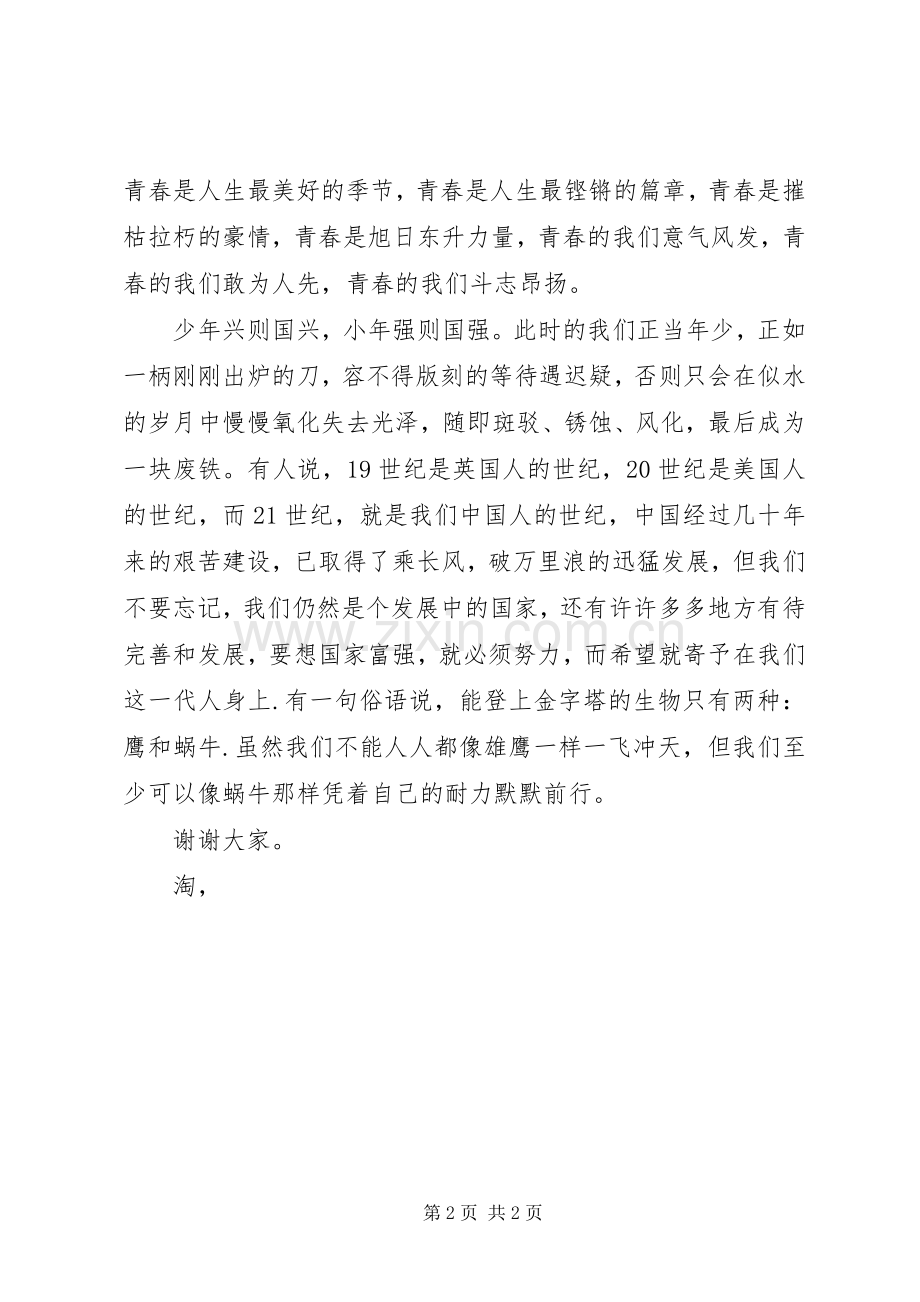 青春演讲稿范文：青春的誓言.docx_第2页