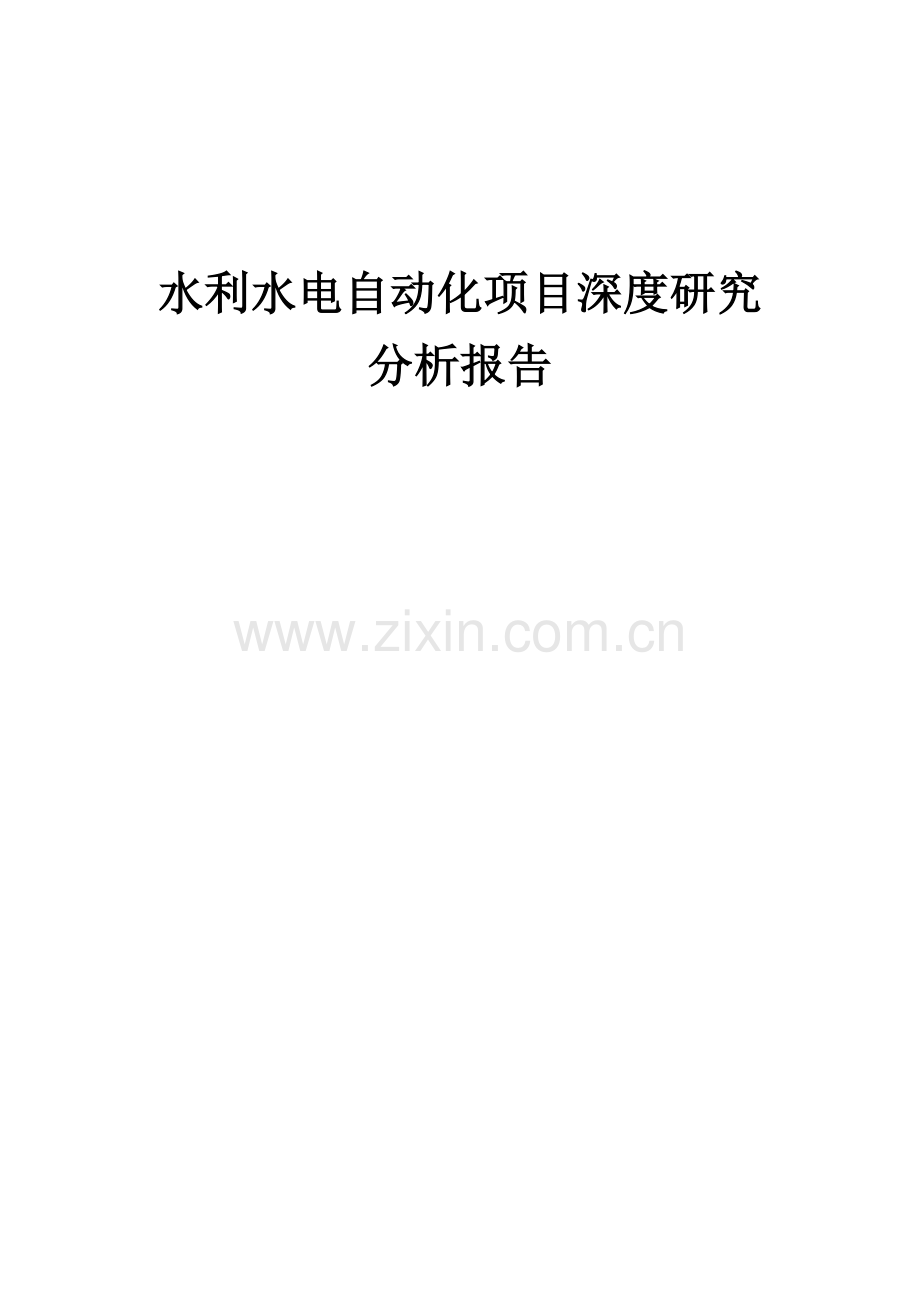 水利水电自动化项目深度研究分析报告.docx_第1页