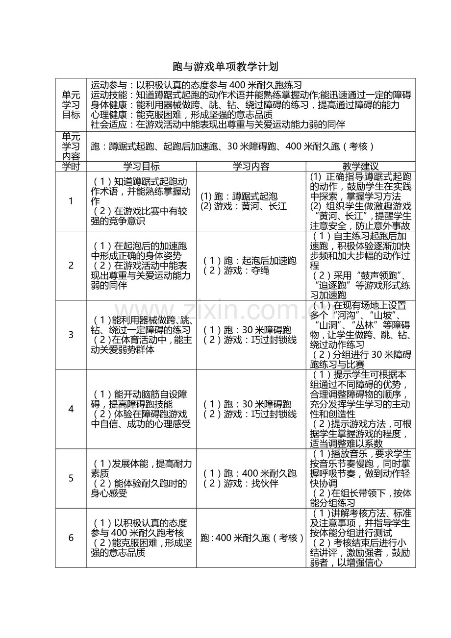 体育各单元教学计划6年级.doc_第3页