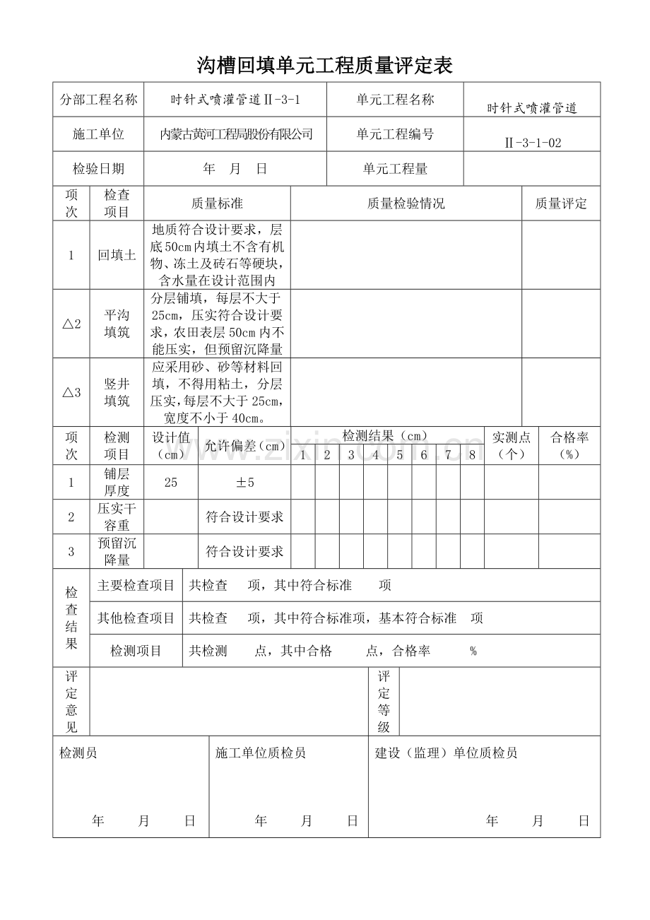 沟槽开挖单元工程质量评定表(时针式).docx_第2页