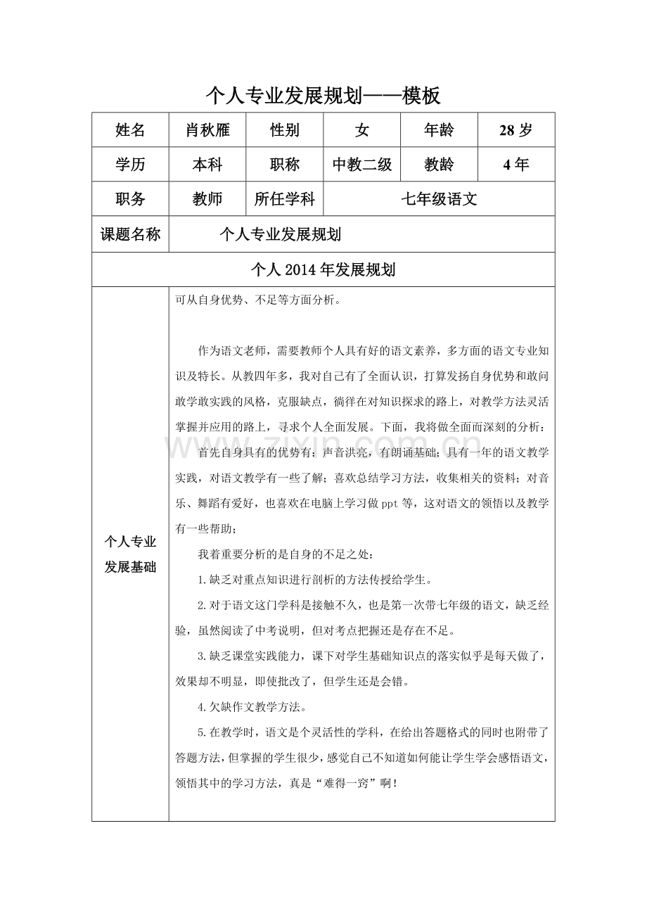 (修改)个人专业发展规划.doc_第1页