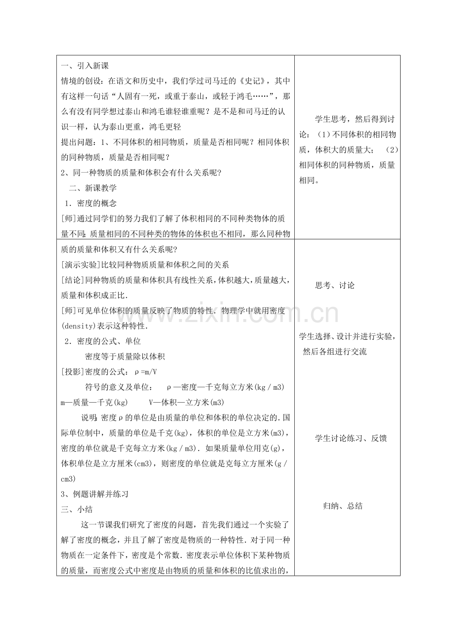 四川省宜宾市屏山县金江初级中学八年级物理上册 第六章 质量与密度 第二节 密度集体备课教案 （新版）新人教版.doc_第2页