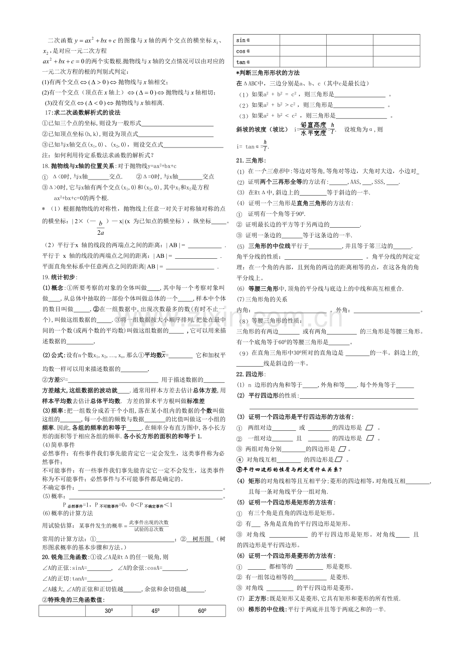 初中数学常用概念、公式、定理.doc_第2页