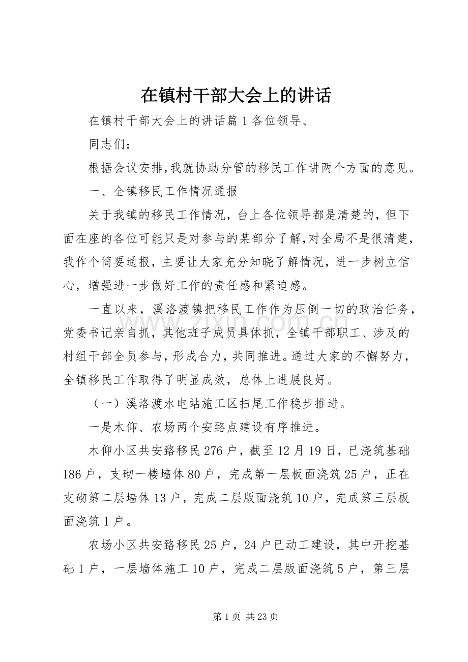 在镇村干部大会上的讲话发言.docx_第1页