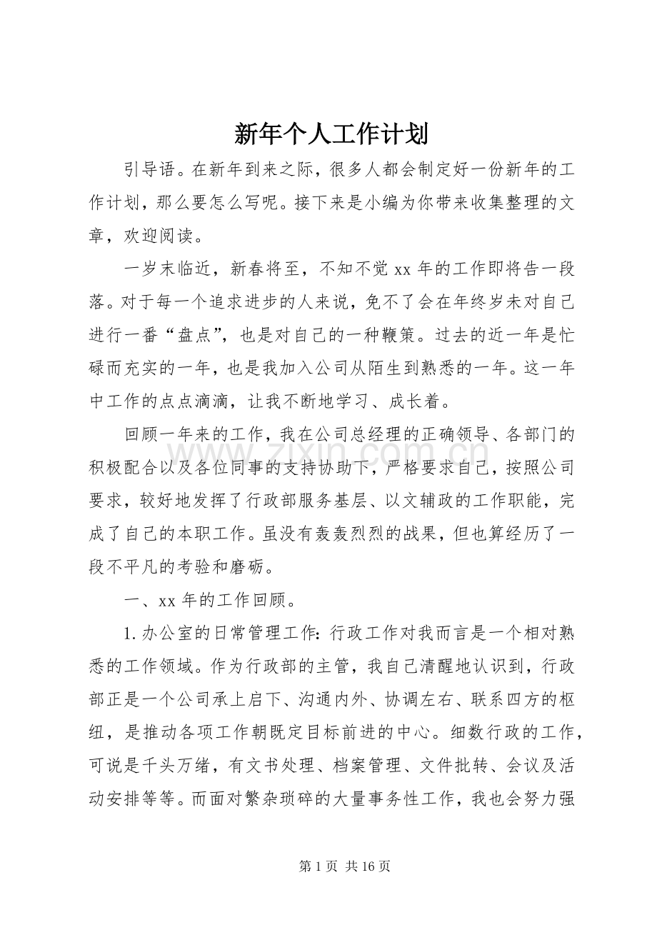 新年个人工作计划.docx_第1页