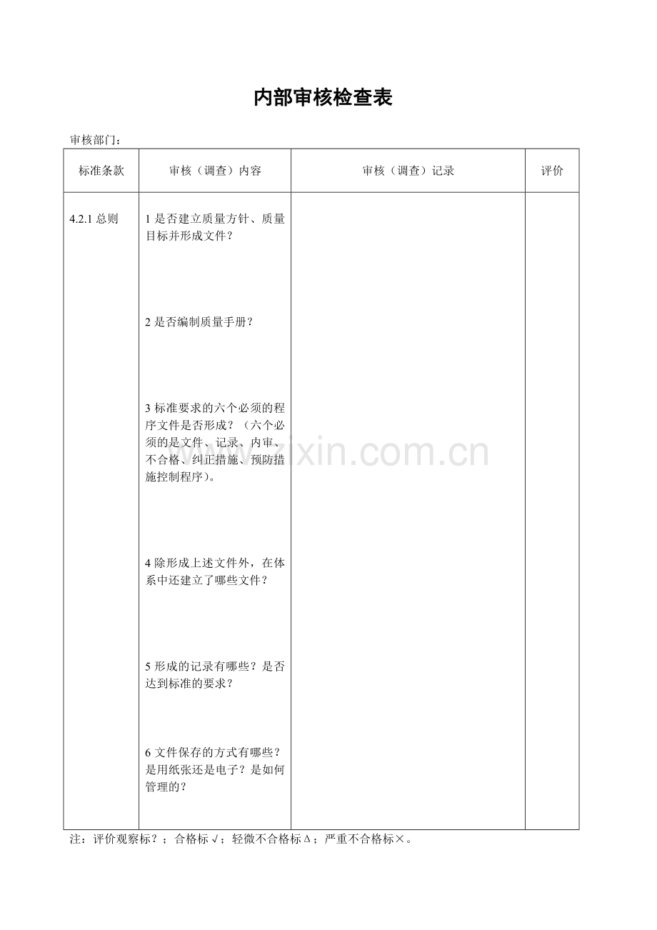 质量内部审核检查表.docx_第2页