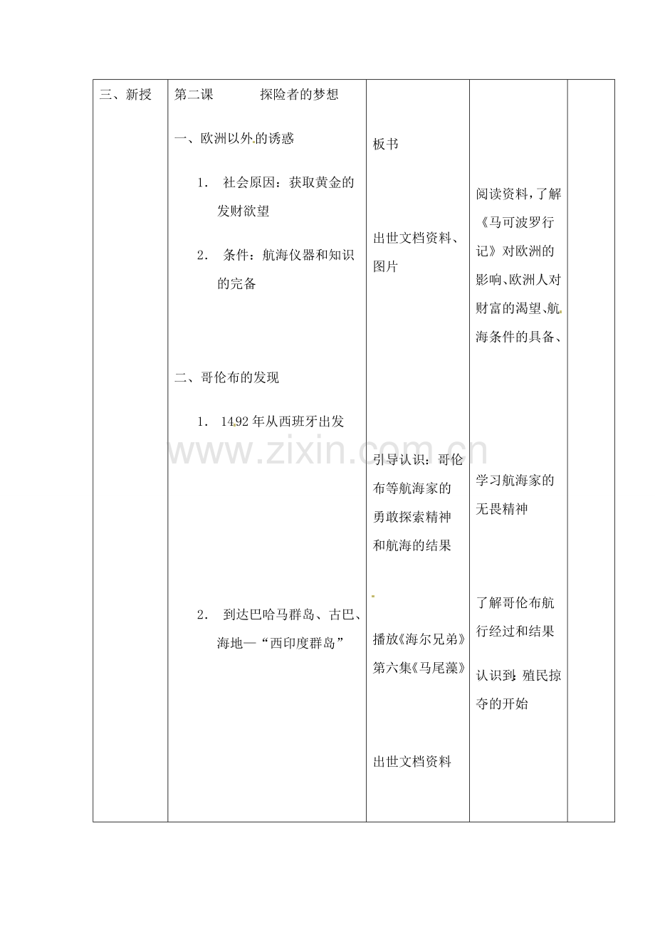 历史：北师大版九年级上册 1.2《探险者的梦想》教案（1）.doc_第2页