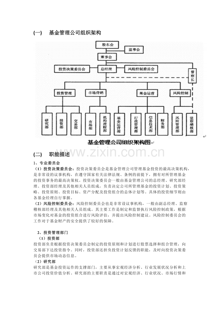 基金公司组织架构以及部门职能.doc_第1页