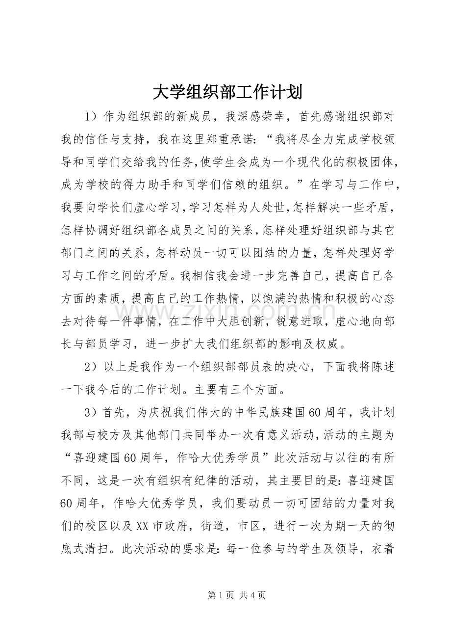 大学组织部工作计划(2).docx_第1页