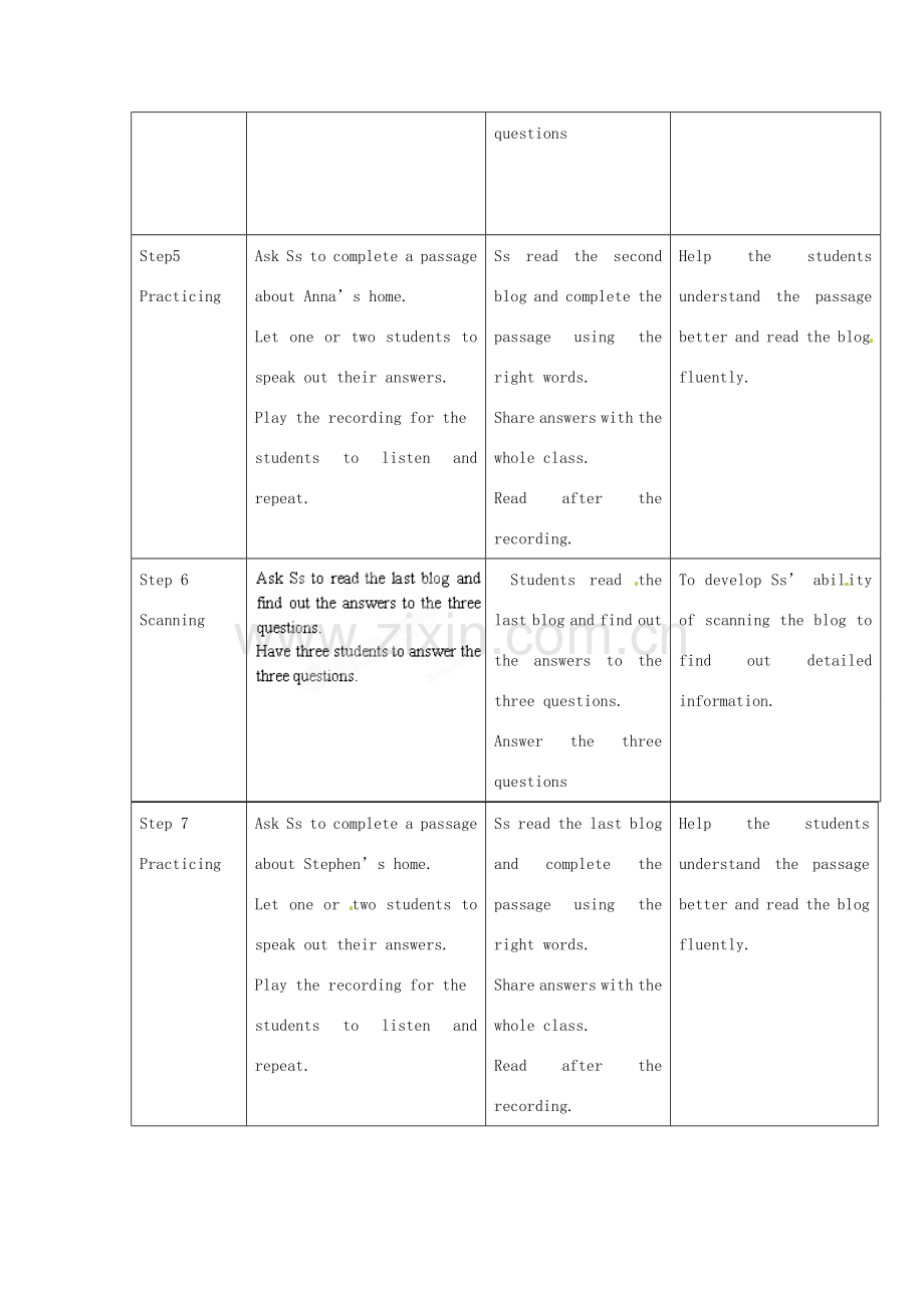 江苏省扬州市邗江区美琪学校七年级英语下册 7B Unit 1 Dream homes period 3 Reading II教案 牛津版.doc_第3页