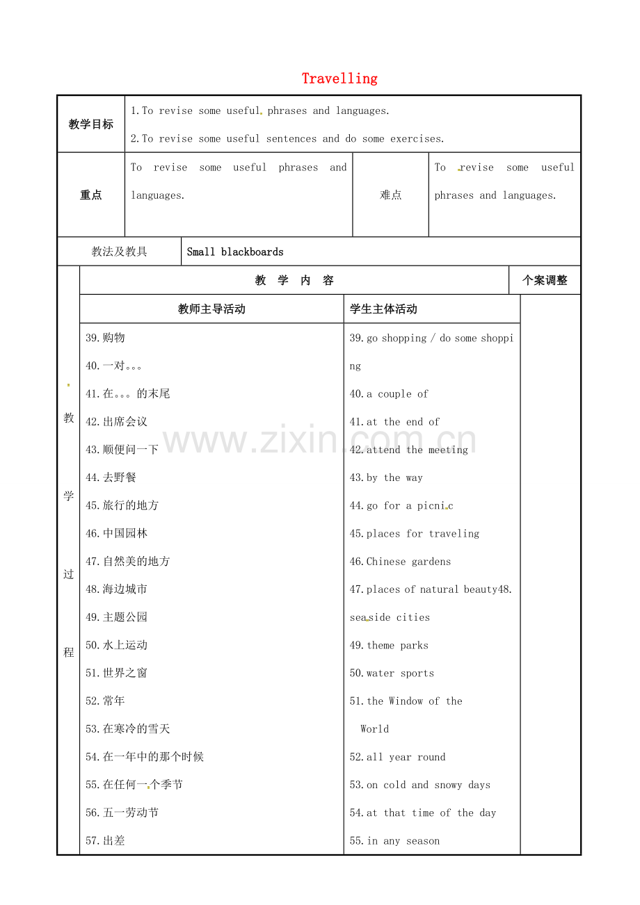 八年级英语下册 Unit 2 Travelling教案3 （新版）牛津版-（新版）牛津版初中八年级下册英语教案.doc_第1页