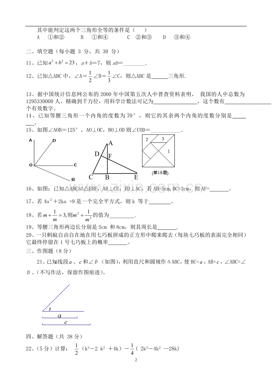 七年级(下)数学期末考试试卷.doc_第2页