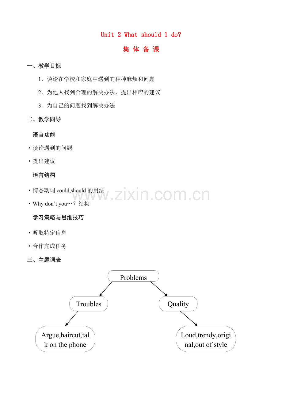 八年级英语下册Unit 2集体备课教案新目标.doc_第1页