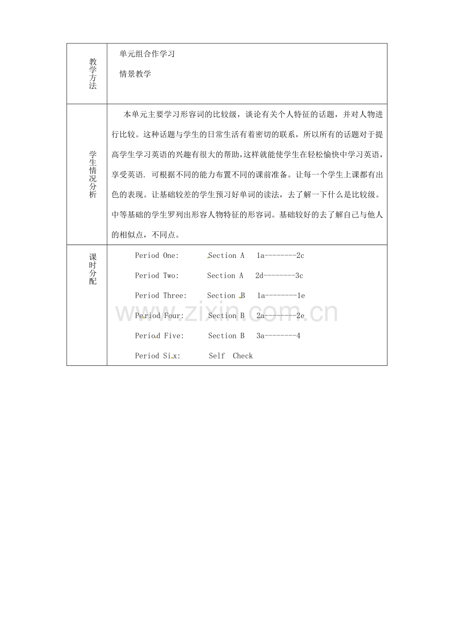 七年级英语上册《Unit 7 I’m more outgoing than my sister 》单元备课教案 鲁教版五四制-鲁教版五四制初中七年级上册英语教案.doc_第2页