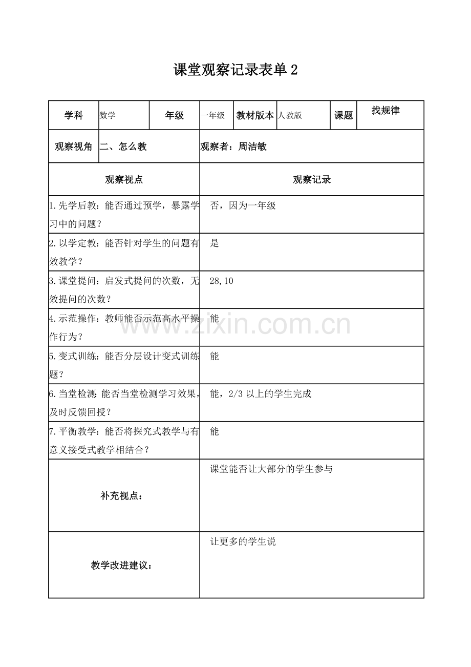 【周洁敏】课堂观察记录表单.doc_第2页