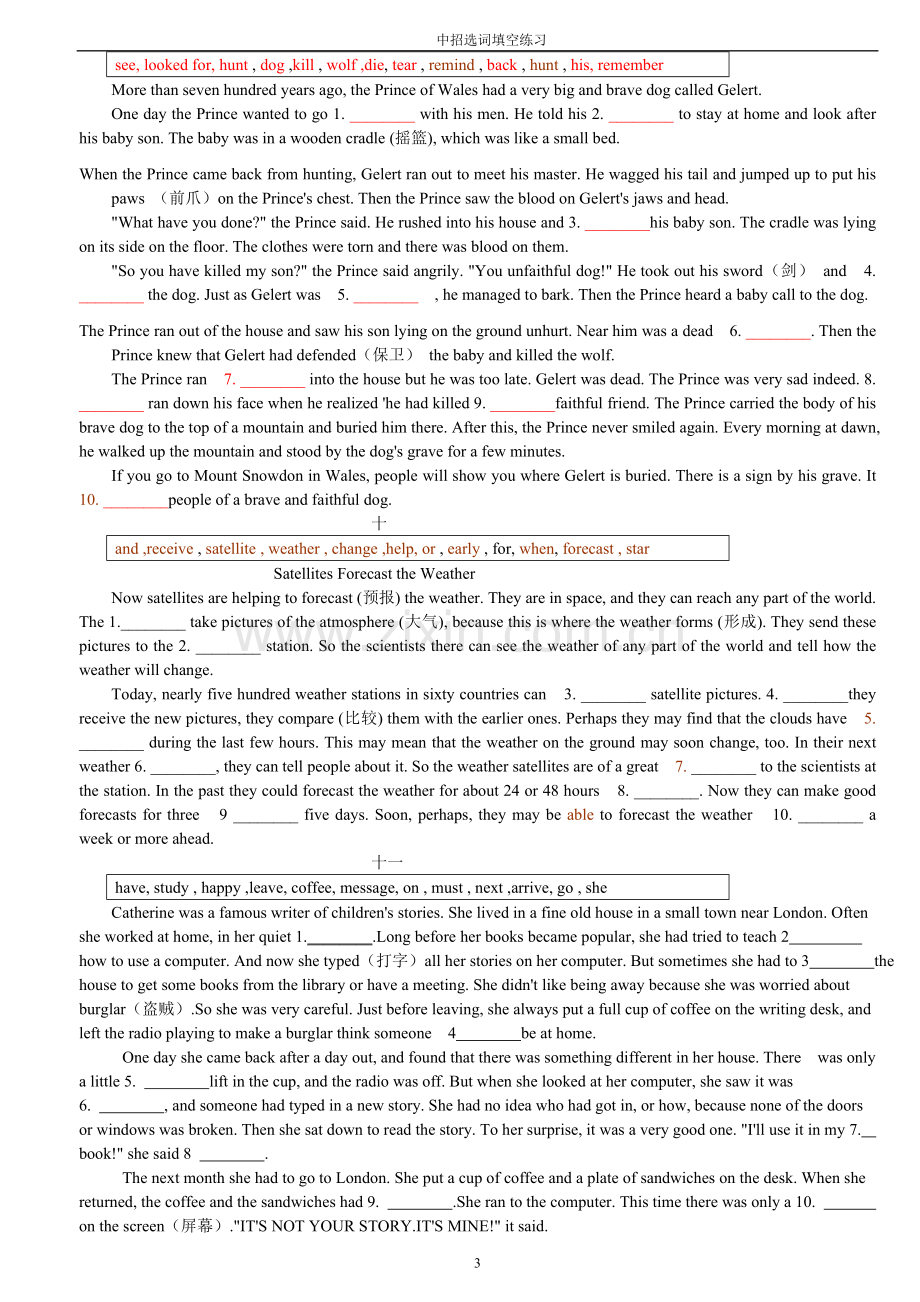 2017中考英语短文填词、选词填空专题含答案.doc_第3页