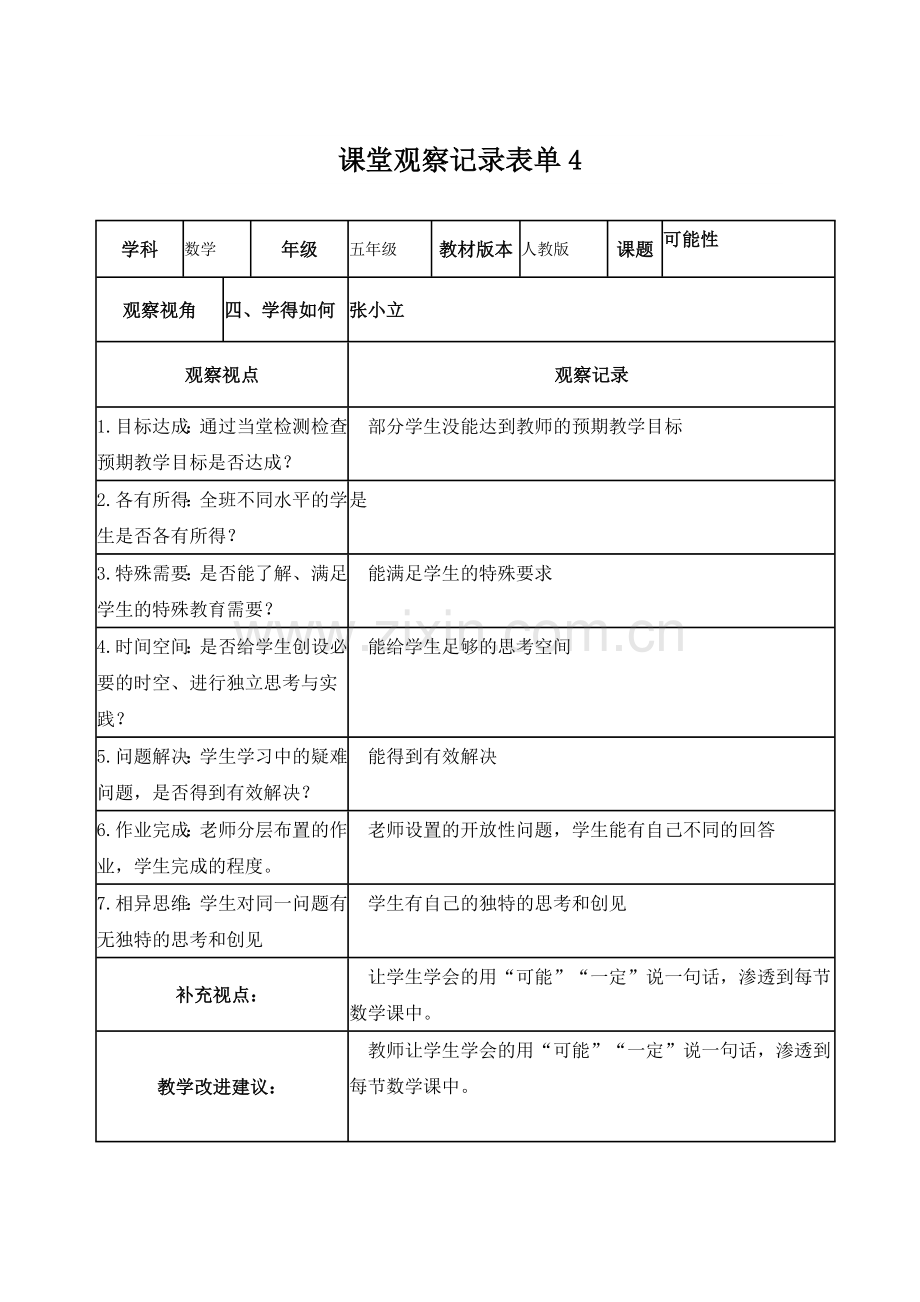 线上课堂观察记录表单（张小立）(2).doc_第1页