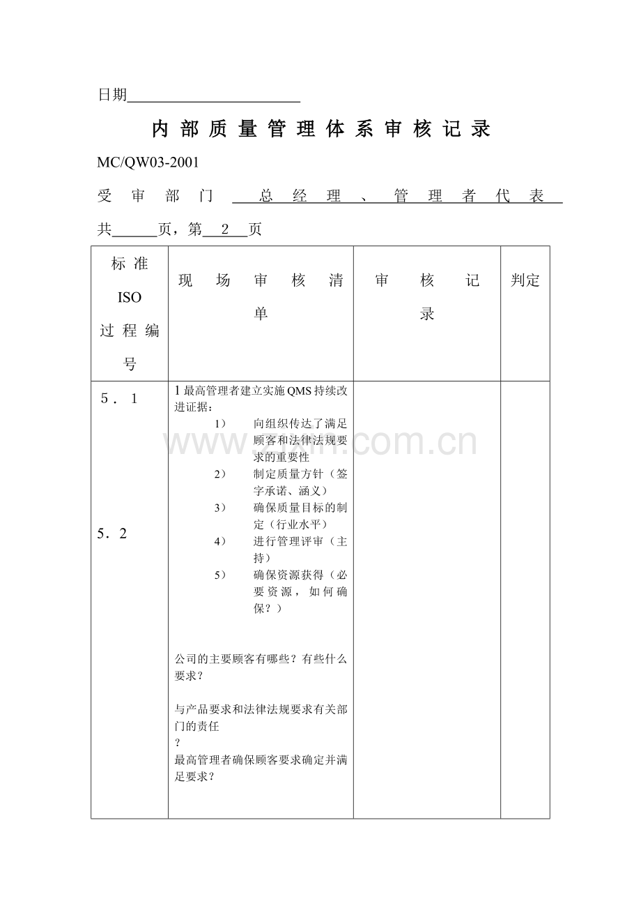 内部质量体系审核记录.docx_第2页