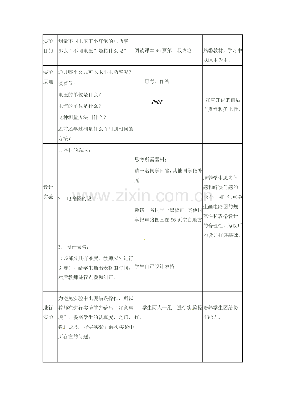 九年级物理全册《18.3 测量小灯泡的电功率》教案 （新版）新人教版-（新版）新人教版初中九年级全册物理教案.doc_第2页