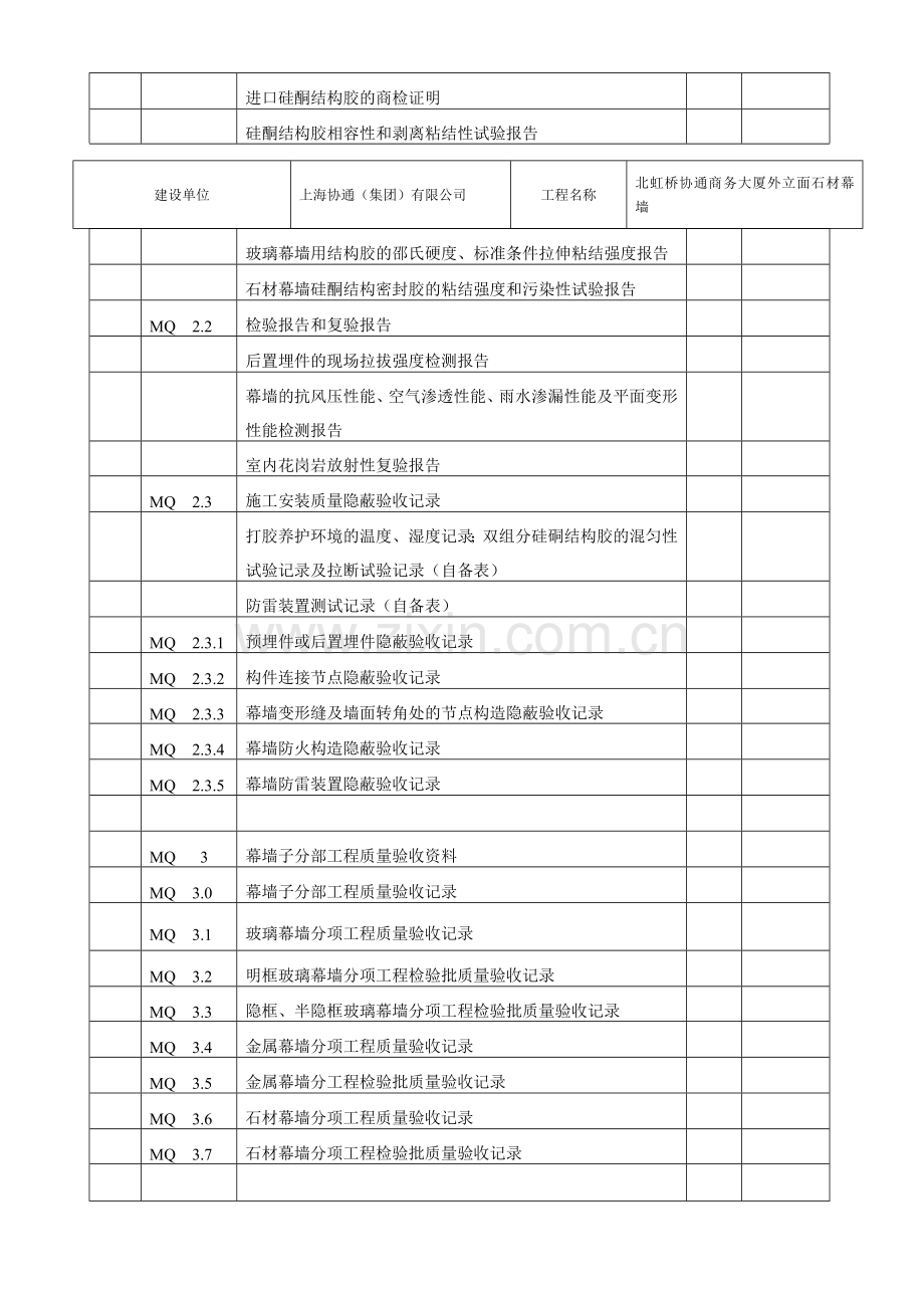 幕墙工程施工质量竣工验收资料全套表格.docx_第3页